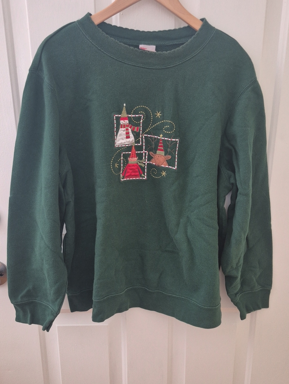 Holiday Editions Dark Green Crewneck Sweater with Embroidered Size 2x
